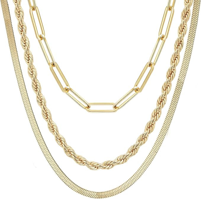 Dainty Layered Necklaces for Women Real Gold Plated Coin Choker Necklace Women Jewelry | Amazon (US)