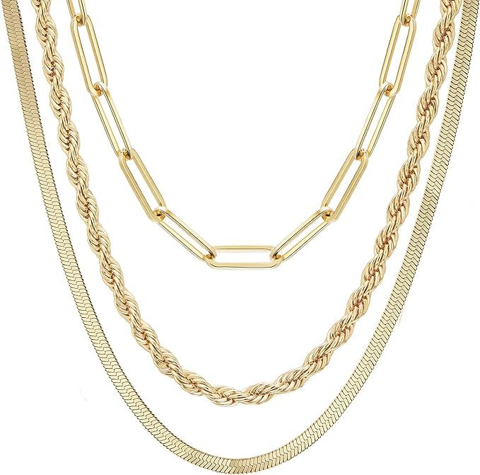 Dainty Layered Necklaces for Women Real Gold Plated Coin Choker Necklace Women Jewelry | Amazon (US)