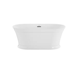 Lyndsay 59 in. Acrylic Flatbottom Soaking Bathtub in White with Chrome Drain Included | The Home Depot