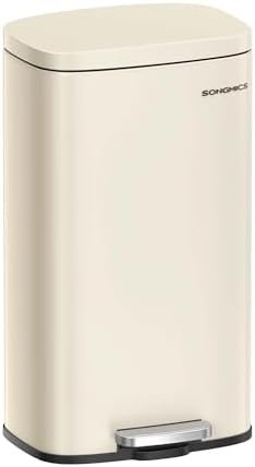 SONGMICS Trash Can with Lid, 8 Gallon Garbage Can, Stainless Steel Small Waste Bin with Step Peda... | Amazon (US)