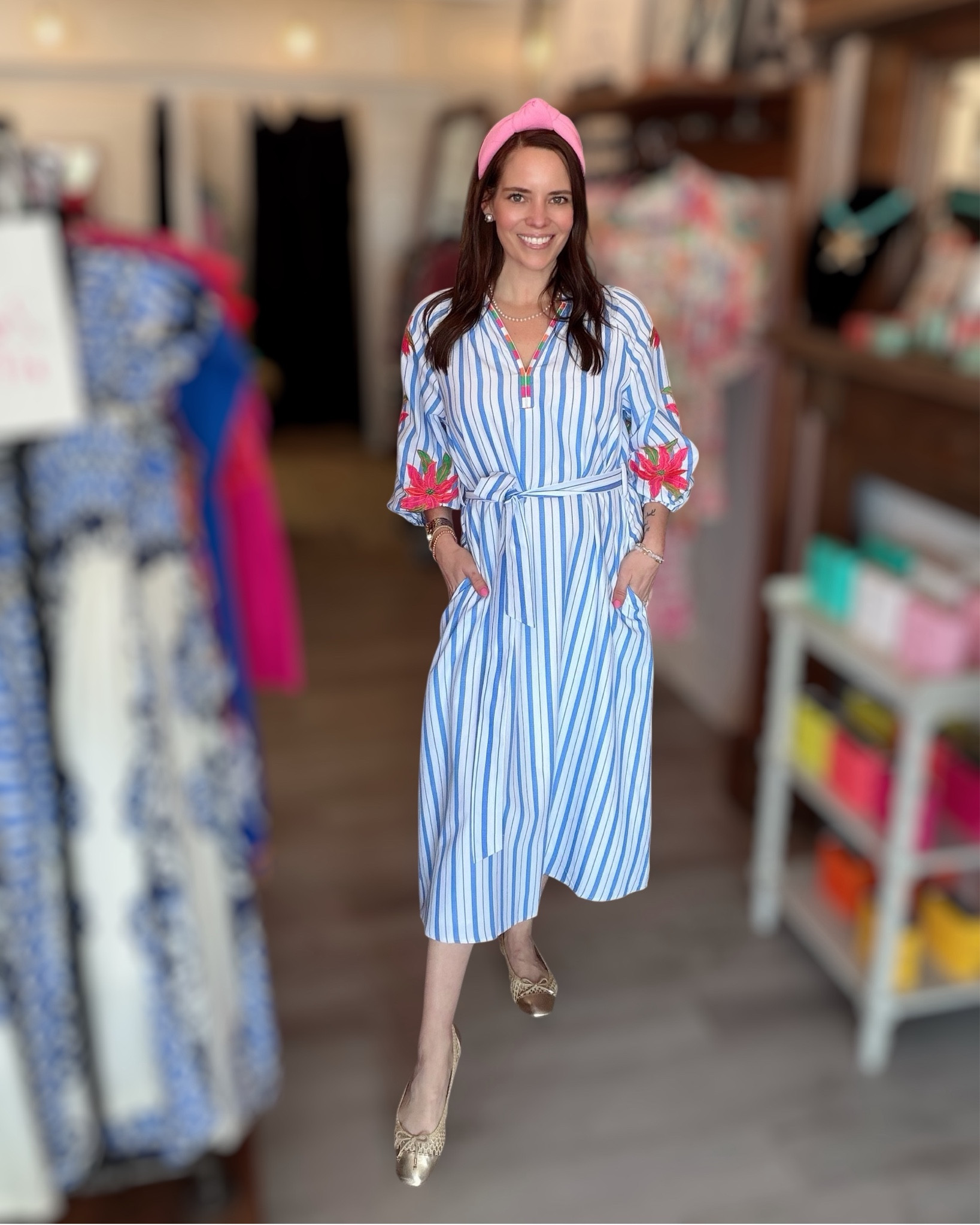 Blue Stripe Embroidered Midi Dress Outfit


This blue striped midi dress is such a fun spring piece 💙 The colorful floral embroidery on the sleeves adds the prettiest pop of color, and the tie waist makes it super flattering. I styled it with gold mesh ballet flats, a pearl necklace, and a pink knot headband for a classic preppy look that’s perfect for spring days, brunch, or casual events.

Blue stripe midi dress, embroidered sleeve dress, preppy spring outfit, colorful embroidered dress, boutique midi dress, spring dress outfit idea, gold ballet flats outfit, pink headband styling, feminine spring style 🌸💙

#LTKootd #LTKOver40 #LTKWorkwear