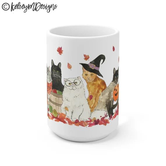 Halloween Cats Fall Mug Fall Coffee Mug Fall Decor 15 Oz - Etsy | Etsy (US)