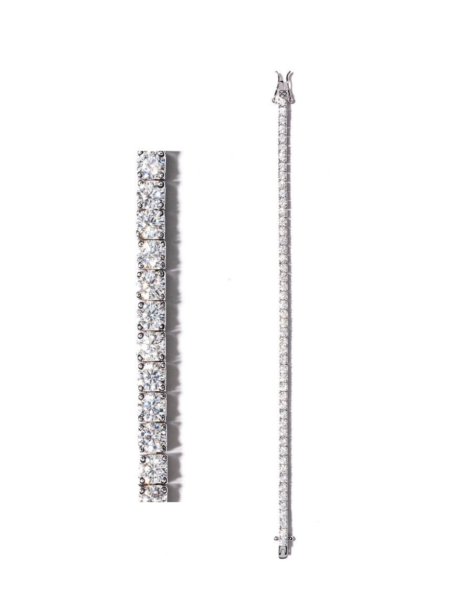 KATE ROUND CUT, LAB-GROWN WHITE SAPPHIRE SILVER RIVIERE BRACELET | Dorsey