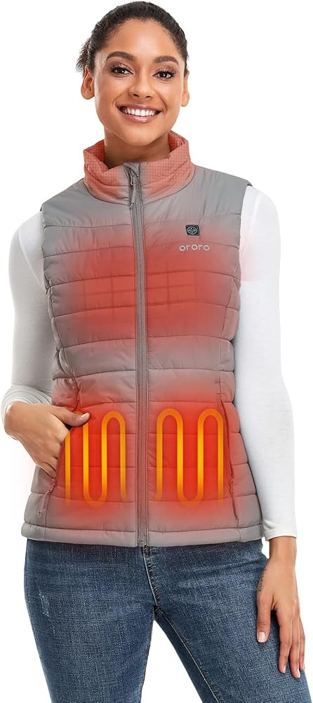 ORORO Women's Lightweight Heated Vest with USB-C Rechargeable Battery, Puffer Classic Heating Ves... | Amazon (US)