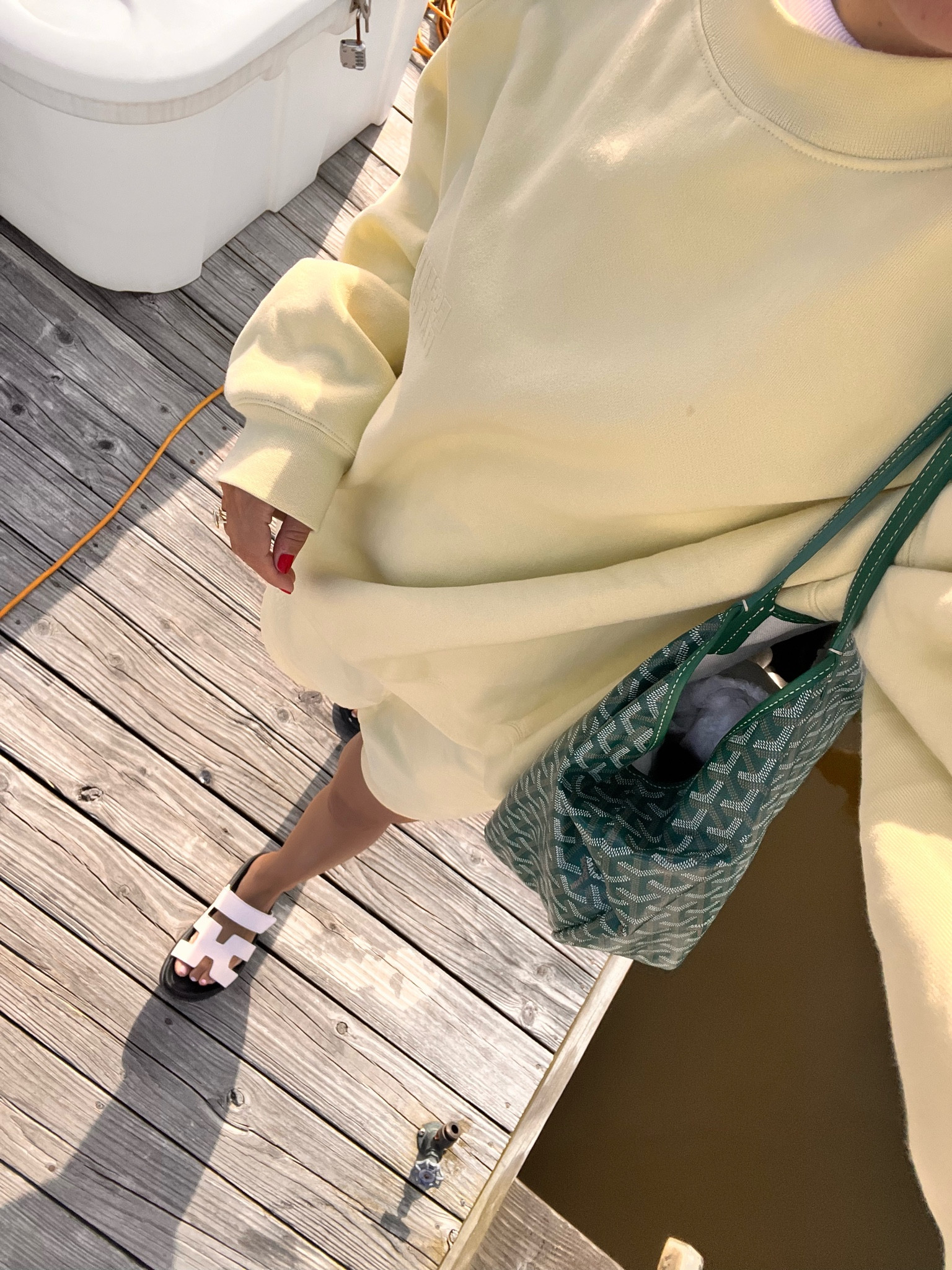 Yellow short set 
Size small shorts
Large sweatshirt
