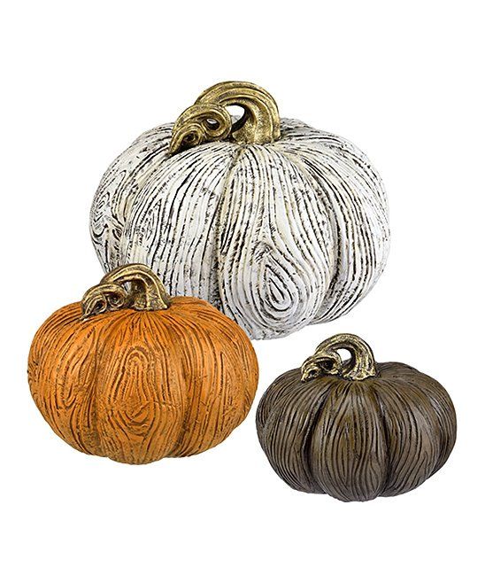 Grasslands Road Decorative Plaques - Faux Bois Pumpkin Figurine - Set of Three | Zulily