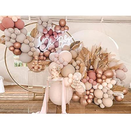 DIY Balloon Arch Garland Kit 147Pcs Double-Stuffed Cream Peach Chrome Rose Gold Balloons for Birthda | Amazon (US)