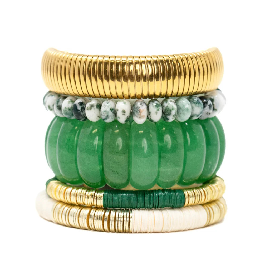 Green + Gold Bracelet Stack | Allie + Bess
