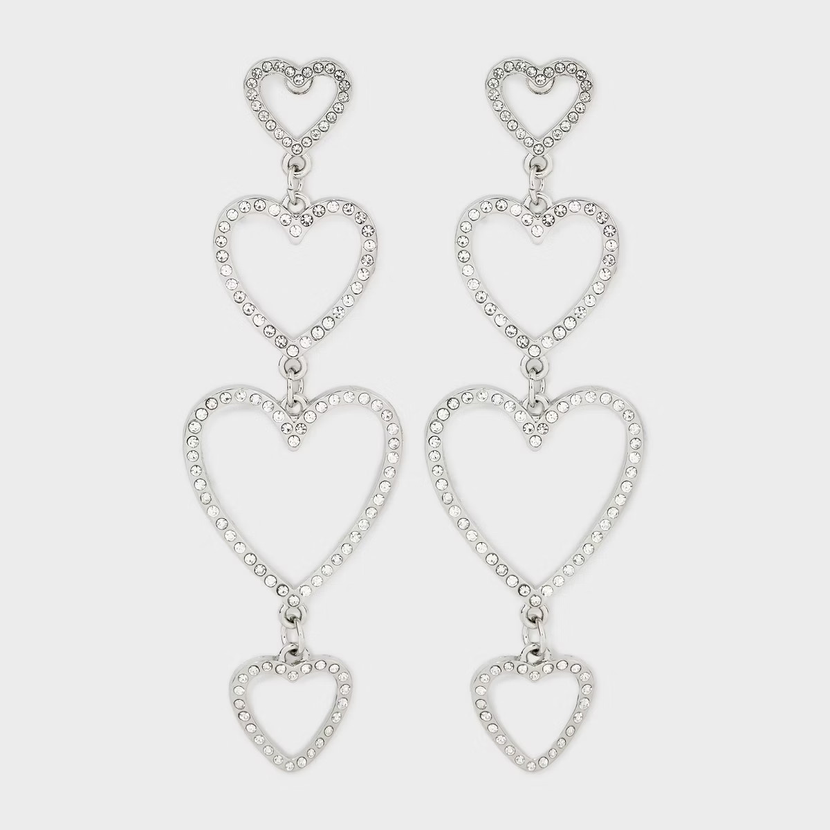 Embellished Open Heart Drop Earrings - Wild Fable™ Silver | Target