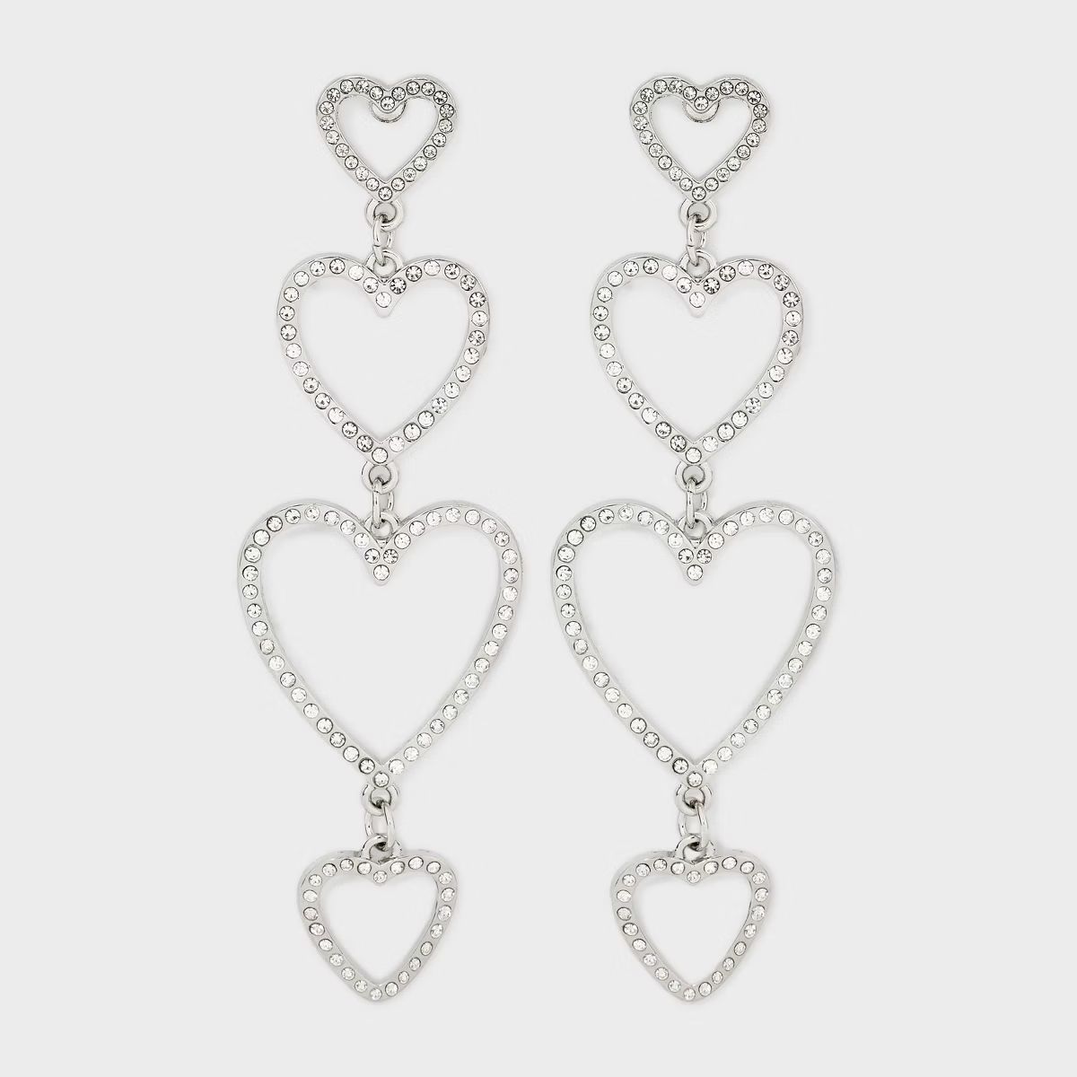 Embellished Open Heart Drop Earrings - Wild Fable™ Silver | Target