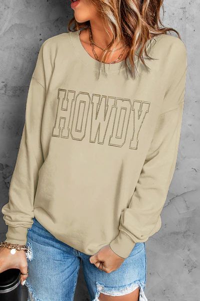 HOWDY Drop Shoulder Long Sleeve Sweatshirt | Evaless