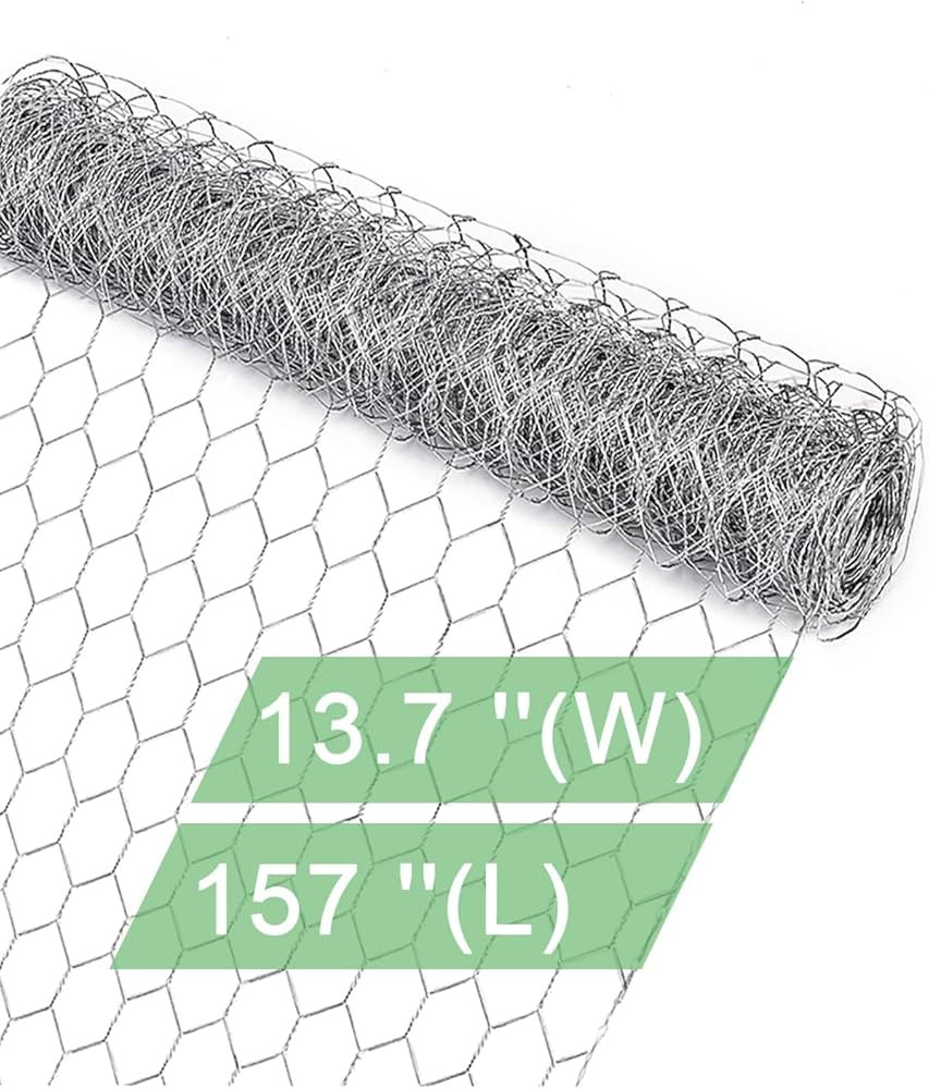 Garden Poultry Chicken Wire Netting - 13.7 '' \u00d7 157 '' Garden Fence Animal Barrier, Chicken ... | Amazon (US)