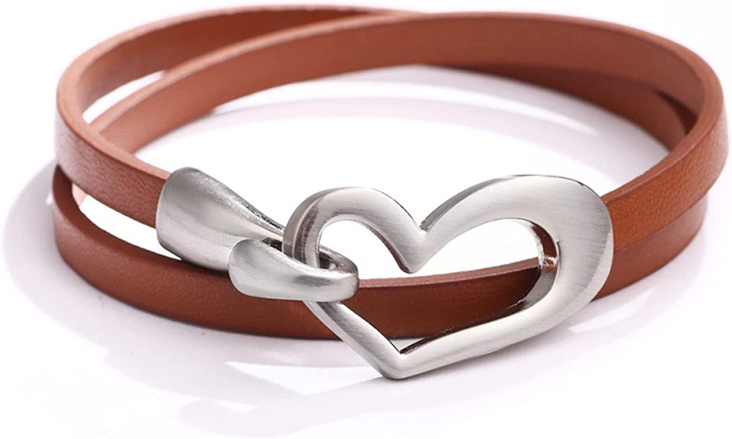 Heart Leather Bracelet for Women Stackable Wrap Cuff Bracelet Punk Leather Choker Necklace for Te... | Amazon (US)