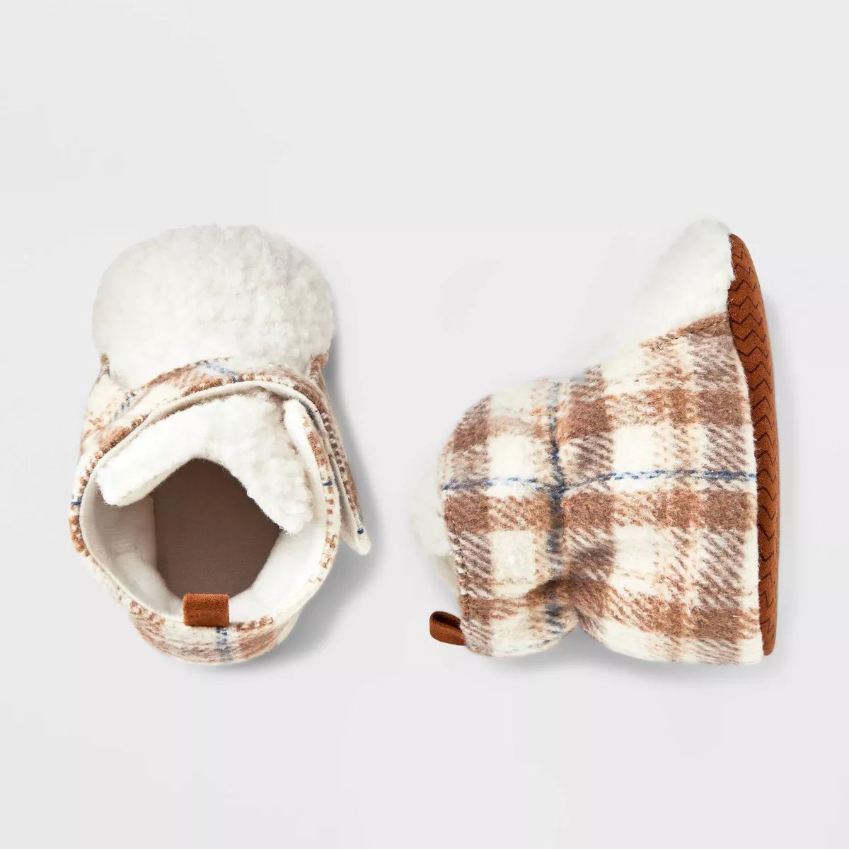 Baby Plaid Bootie Slippers - Cat & Jack™ Off-White | Target