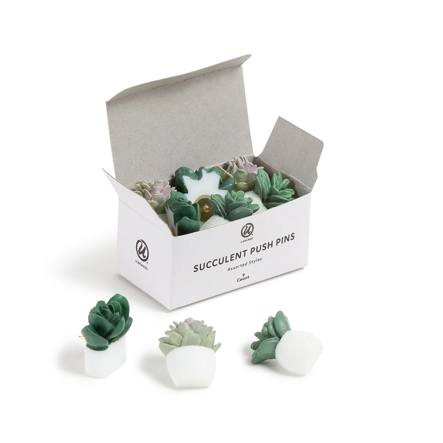U Brands 3616U0624 Succulent Push Pins, Green, 9/pack | Walmart (US)
