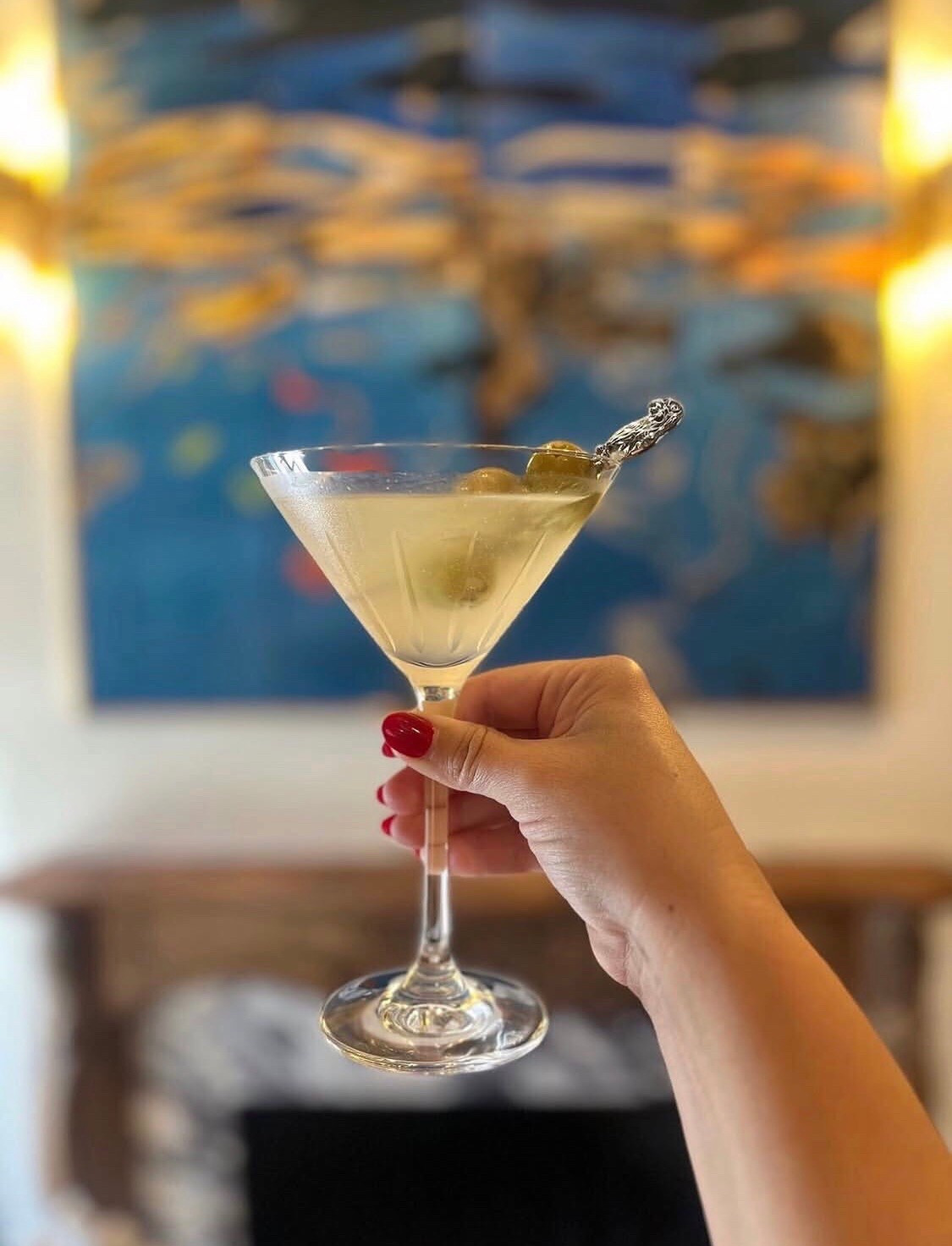 Dirty Martini 🍸
3oz vodka 
.5oz olive brine
.25oz water
Shake over ice for 2 minutes and serve with olives. 