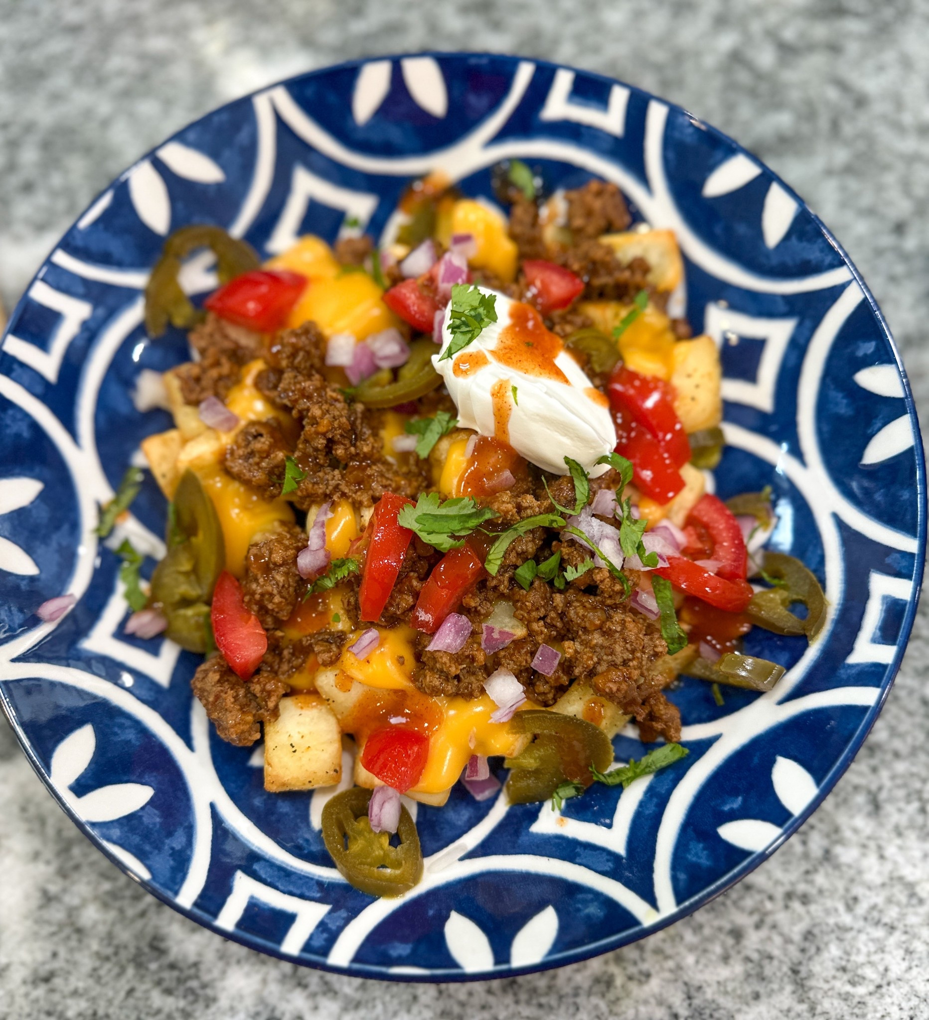 Taco Tuesday with the Taco Potatoes Bowl on my beautiful blue bowl. #Bluebowls #tacoTuesday 

#LTKfoodie
