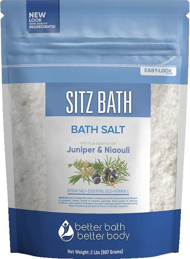Sitz Bath Soak 32 Ounces Sitz Salt Epsom Salt with Natural Geranium, Frankincense, Lavender, Niao... | Amazon (US)