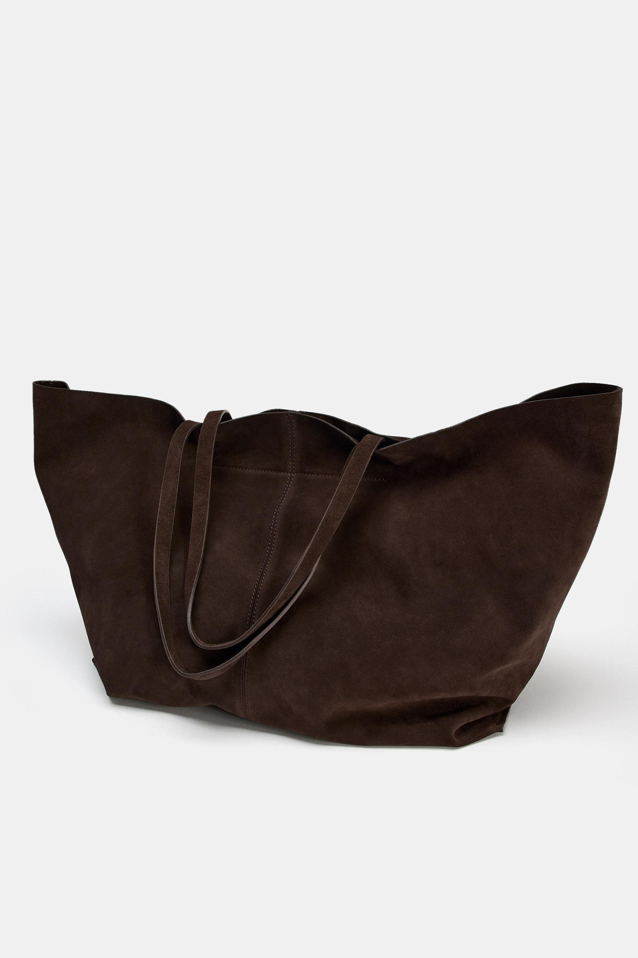 MAXI SPLIT LEATHER SHOPPER BAG | Zara US
