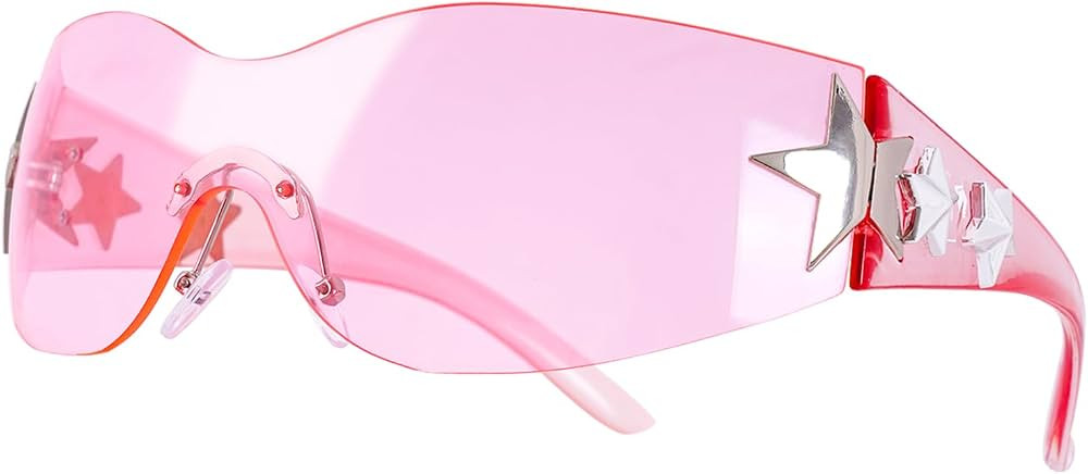 Nydotd Rimless Y2K Sunglasses Wrap Around Trendy Glasses for Women Men Frameless Sun Glasses 2000... | Amazon (US)