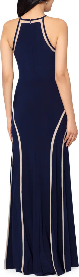 Mesh Inset Jersey Trumpet Gown | Nordstrom
