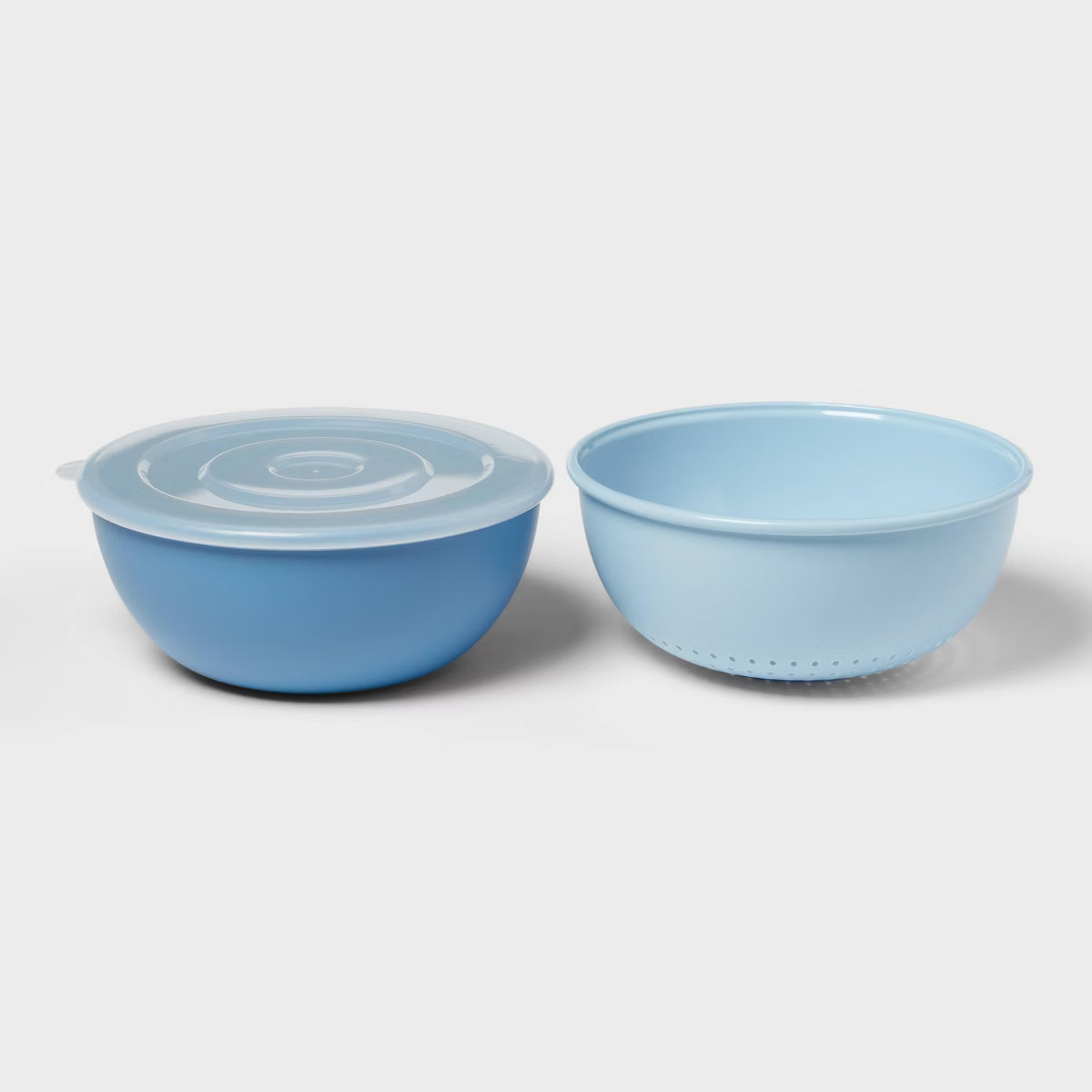 3pc Soak & Strain Colander and Bowl Set with Lid Blue - Room Essentials™ | Target