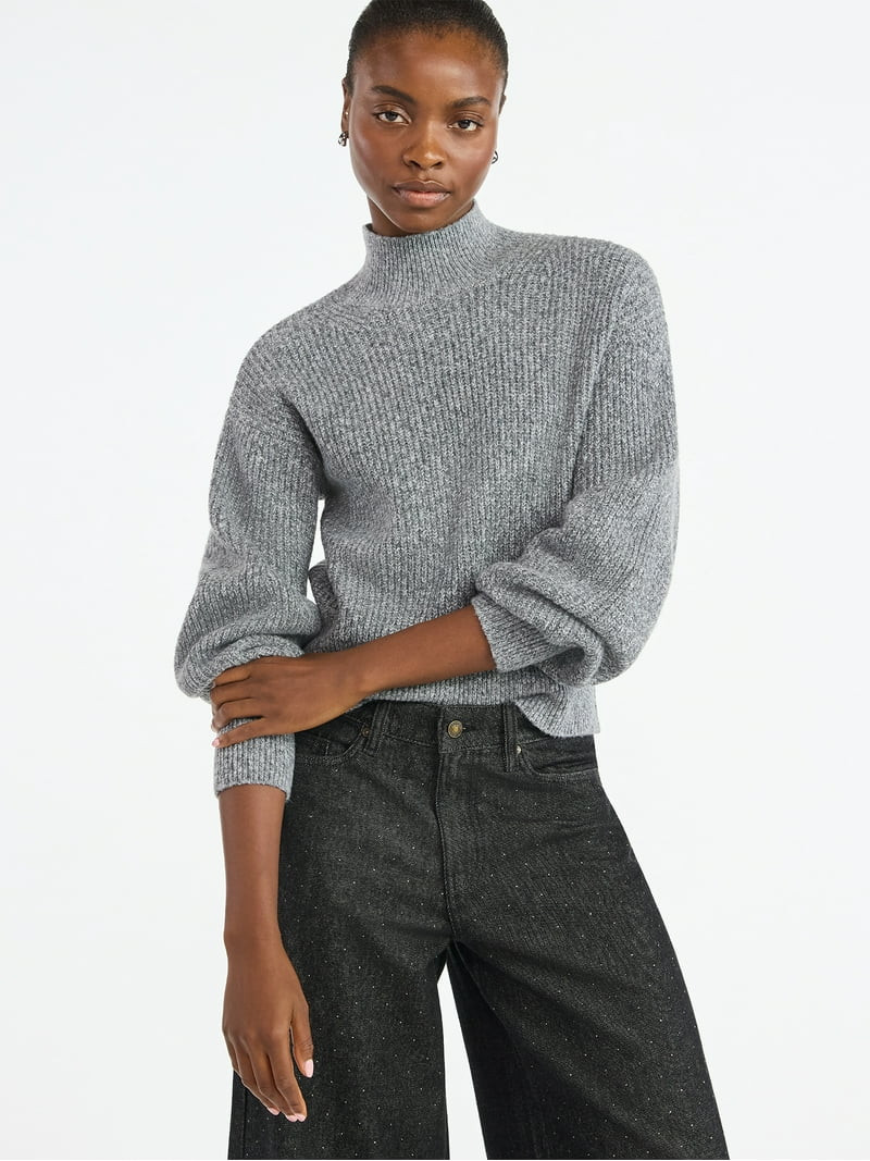 Scoop Women's Shaker Stitch Turtleneck Sweater, Lightweight, Sizes XS-XXL | Walmart (US)