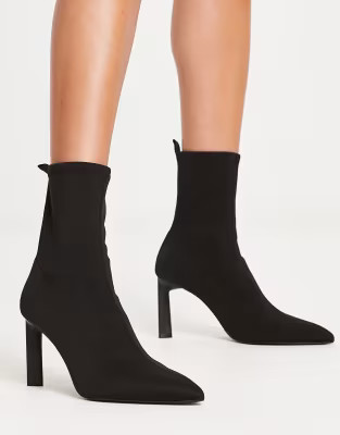 Stradivarius heeled sock boot in black | ASOS (Global)