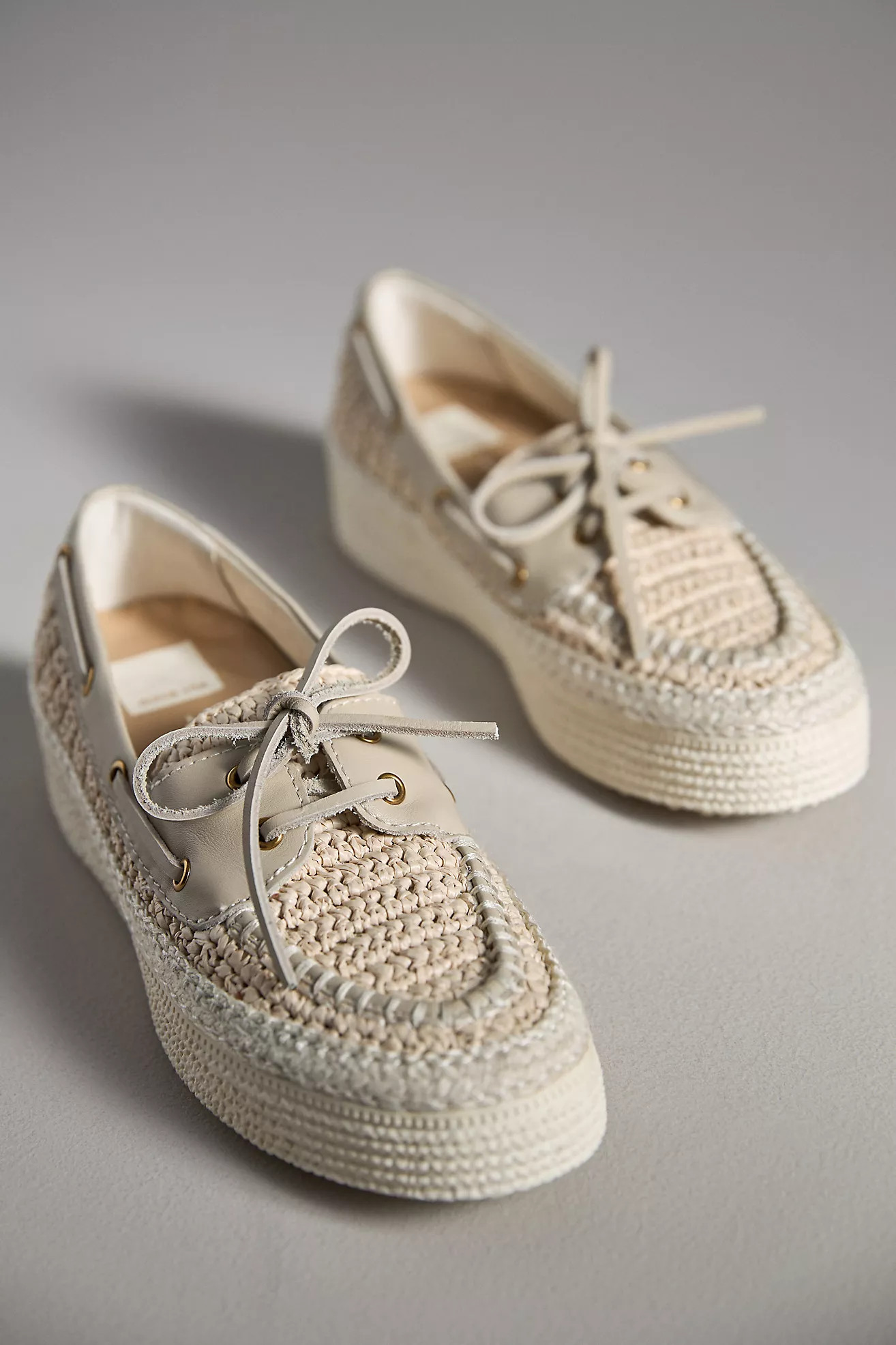 Dolce Vita x Anthropologie Raffia Platform Boat Shoes | Anthropologie (US)