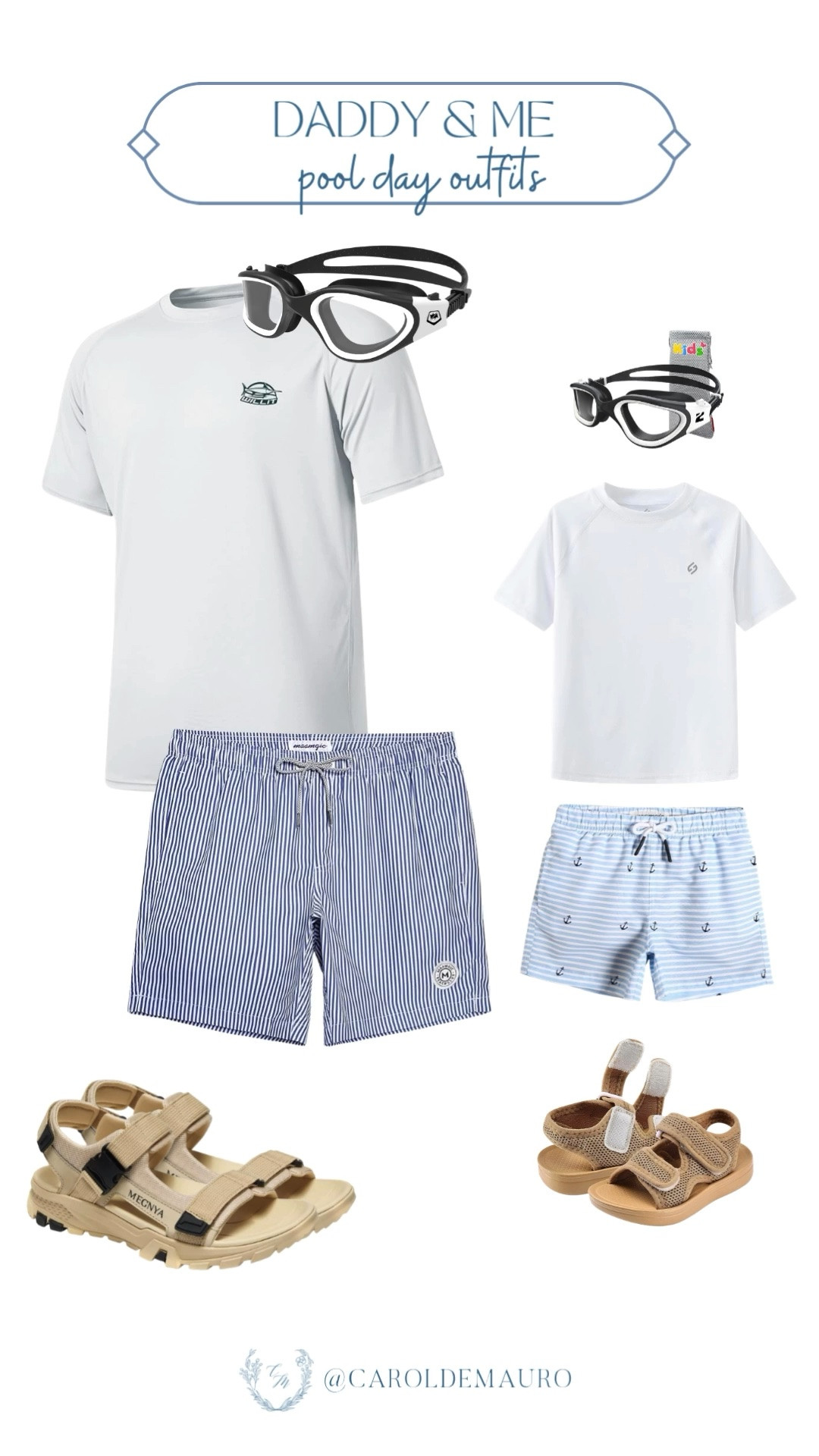 There is nothing cuter than matching your little one at the pool, and this blue-and-white combo with anchor shorts and rash guard swim shirt delivers. Everything is linked.

boys swimwear, toddler pool outfit, kids summer style, family pool day, swim trunks, daddy and me outfits

#LTKKids #LTKMens #LTKSwim