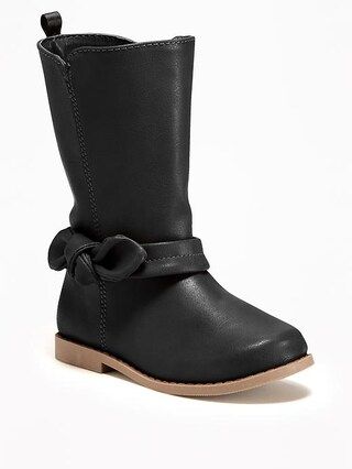 Old Navy Faux Leather Boots For Toddler Size 10 - Black | Old Navy US