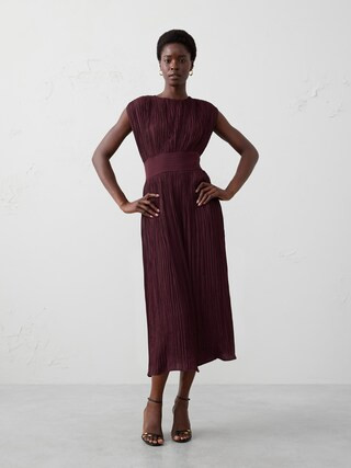Cap-Sleeve Midi Dress | Banana Republic Factory