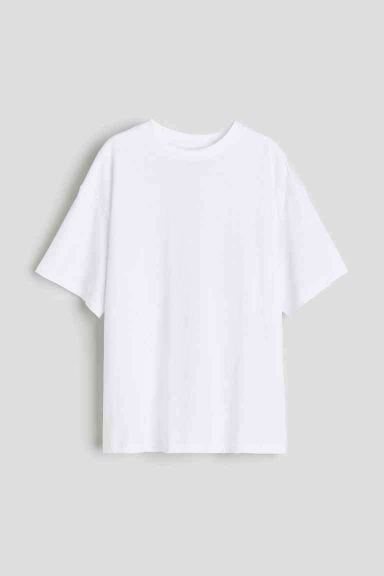 Oversized cotton jersey T-shirt - White - Kids | H&M GB | H&M (UK, MY, IN, SG, PH, TW, HK)
