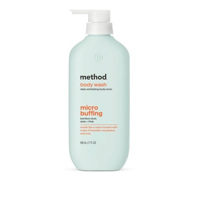 Method Micro Buffing Body Wash Tonic with Bamboo Dust, AHA and PHA - Lavender, Eucalyptus and Rose - 17 fl oz | Target