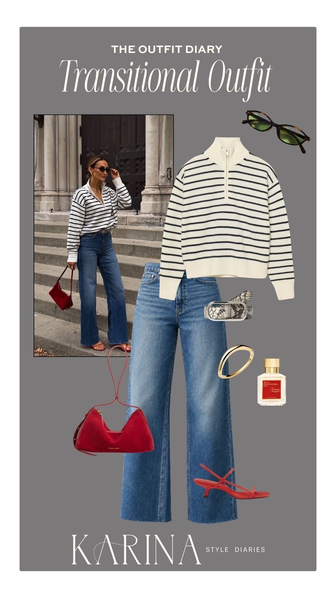 Transitional outfit idea of the day! Wearing my new @Veronica Beard bag, the perfect shade of red for day-to-night
Size 25 on jeans and xs on sweater, xs on belt

#LTKootd #LTKdayinmylife #LTKSeasonal