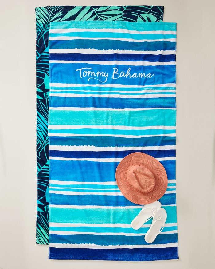 Ombré Fronds & Retro Stripe Beach Towels — Set of 2 | Tommy Bahama