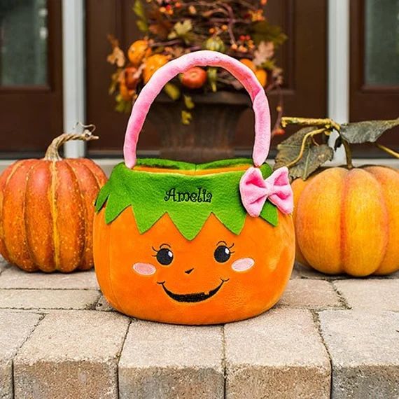 Girl Pumpkin Personalized Trick or Treat Basket - Etsy | Etsy (US)