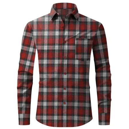 Men s Plaid Shirts Long Sleeve Button-up Pockets Cotton Work Shirt Daily Casual/Formal Lapel Western Dress Shirts Regular Fit Fall Clothing Lightweight Red (XX-Large) | Walmart (US)