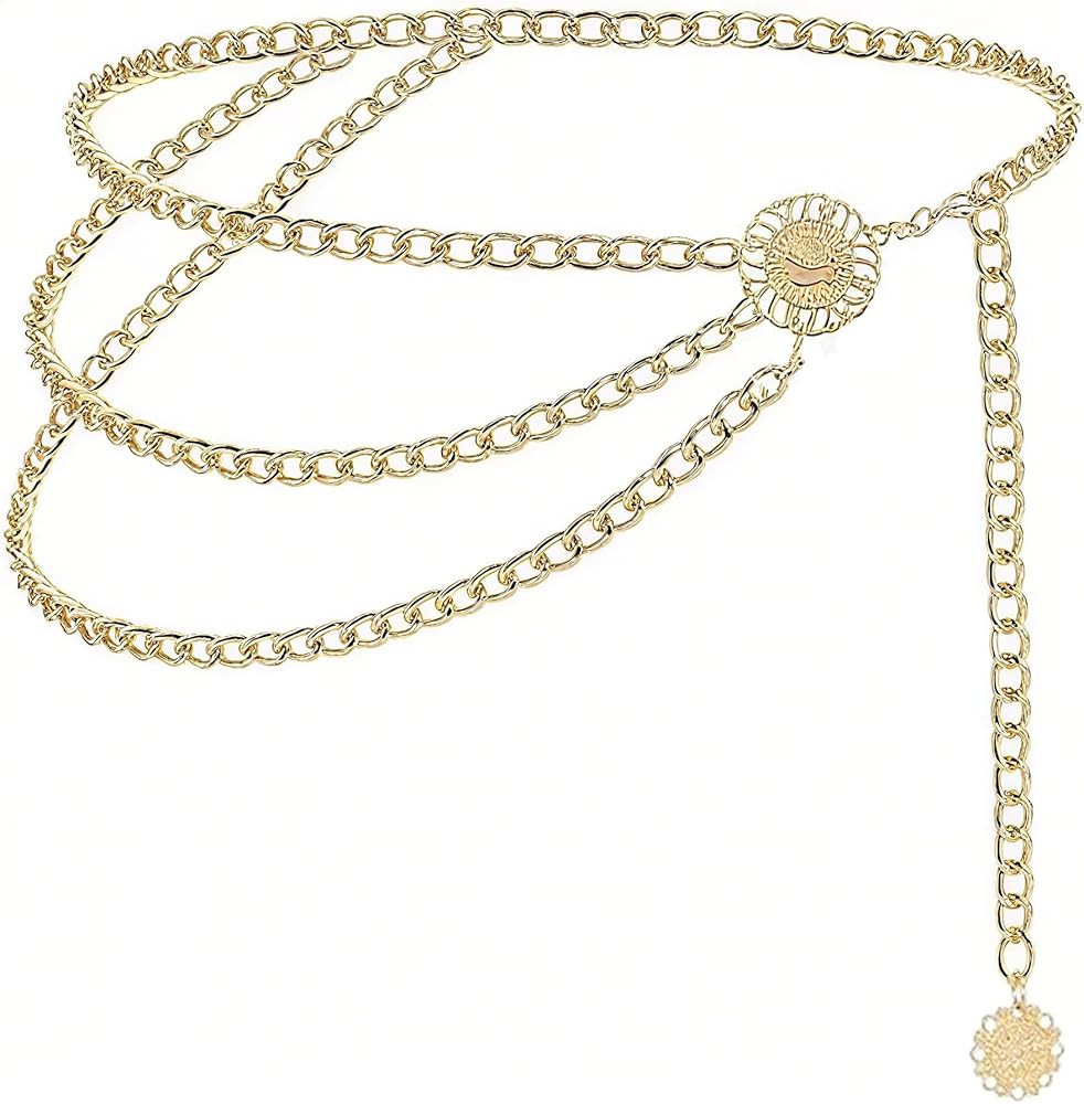 Damen Gürtel, Mode Taillenkettengürtel, Verstellbarer Scheibe Taillenkette, Mehrschichtiger Tai... | Amazon (DE)