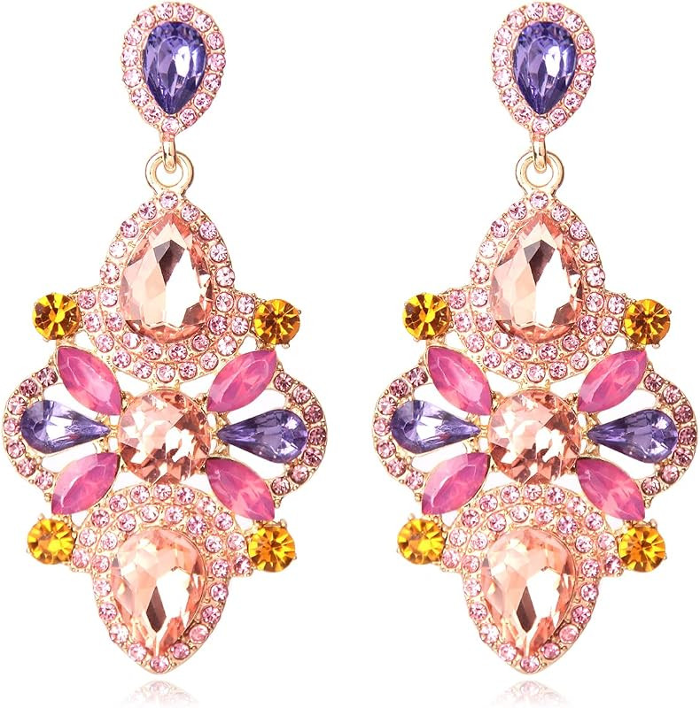 Crystal Chandelier Drop Earrings Oval Rhinestone Prom Evening Jewelry KELMALL COLLECTION | Amazon (US)