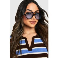 Womens Retro Aviator Sunglasses - Black - One Size | boohoo (US & Canada)