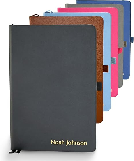 Promot Ruled Journal Notebook - Custom Embossed Text with Gold Metallic Foil - A5 Black 192 Lined... | Amazon (US)