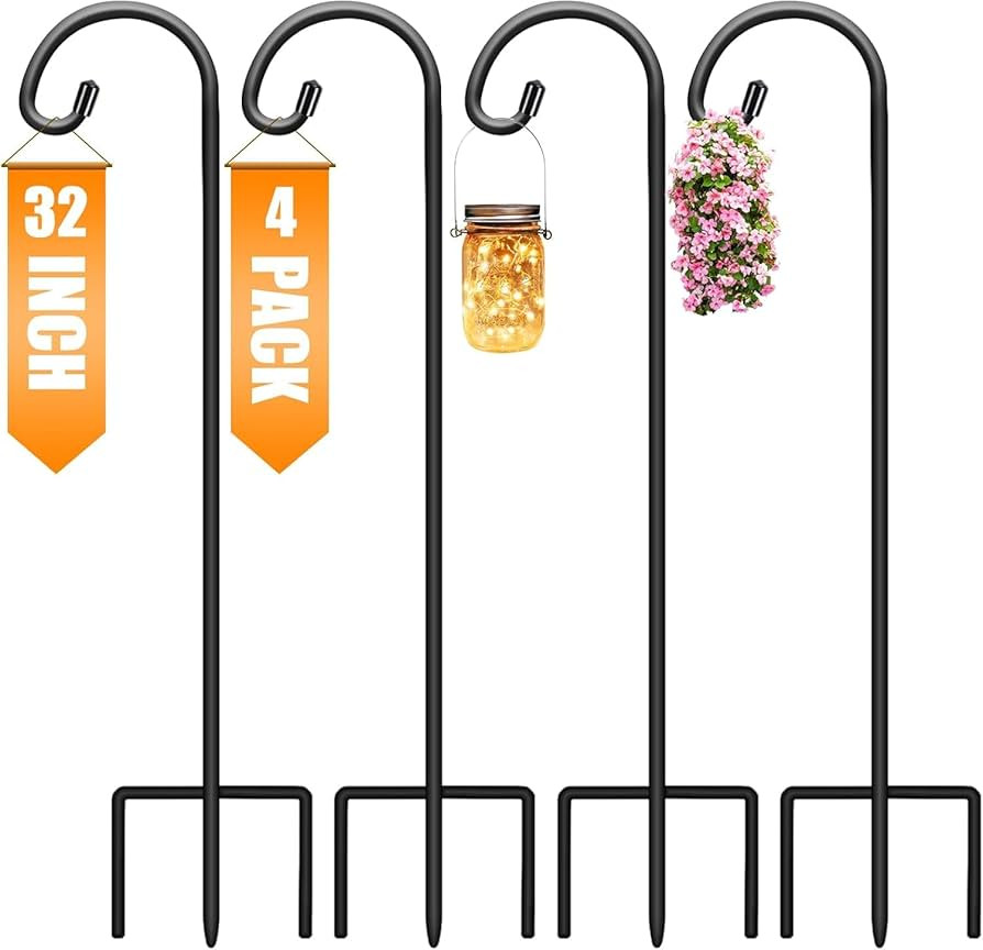 Gtongoko 32 Inch Shepherd Hooks for Outdoor 4 Pack, Adjustable Garden Hooks for Hanging Plants, L... | Amazon (US)