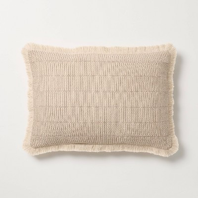 14"x20" Textured Woven Lumbar Toss Pillow Light Natural - Hearth & Hand™ with Magnolia | Target