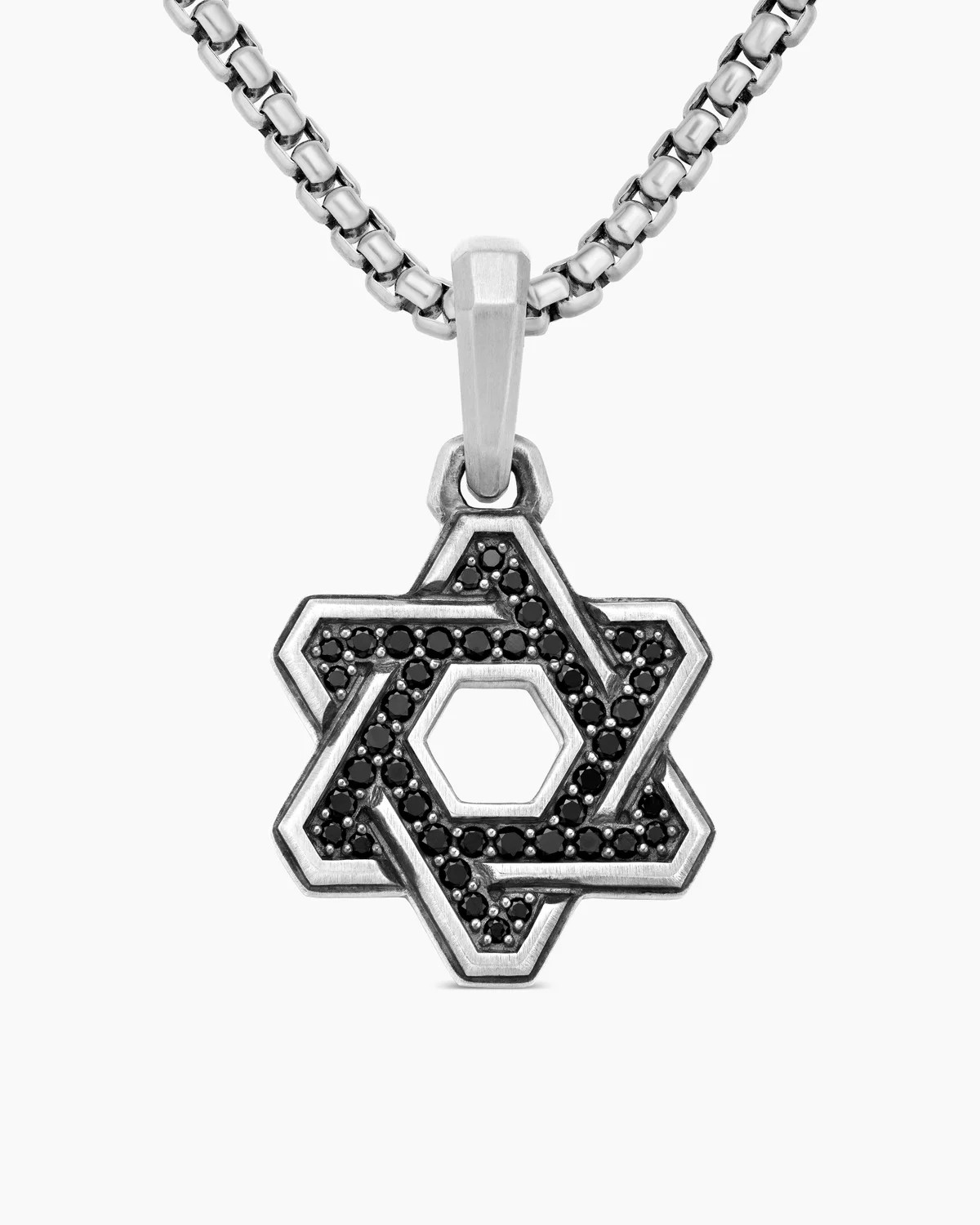 David Yurman | Deco Star of David Pendant in Sterling Silver with Black Diamonds, 24mm | David Yurman
