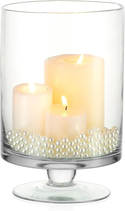 Glass Candle Holder for Pillar Candles - Large Glass Vases for Table Decoration, Clear Hurricane ... | Amazon (US)