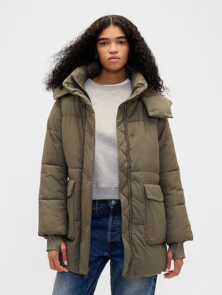 Faux Fur-Trim Midi Puffer Jacket | Gap (US)