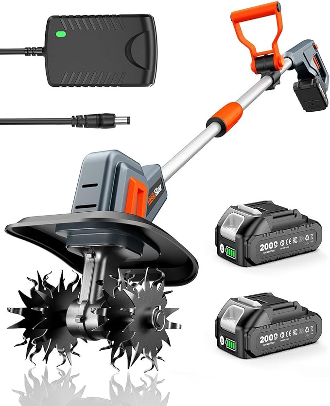 Cordless Tiller Cultivator for Gardening, 360 RPM Electric Garden Rototiller with 48 Steel Tines,... | Amazon (US)