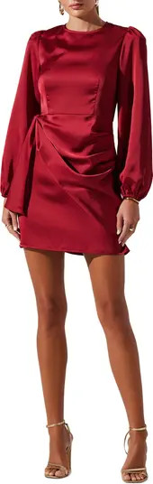 ASTR the Label Long Sleeve Draped Satin Minidress | Nordstrom | Nordstrom