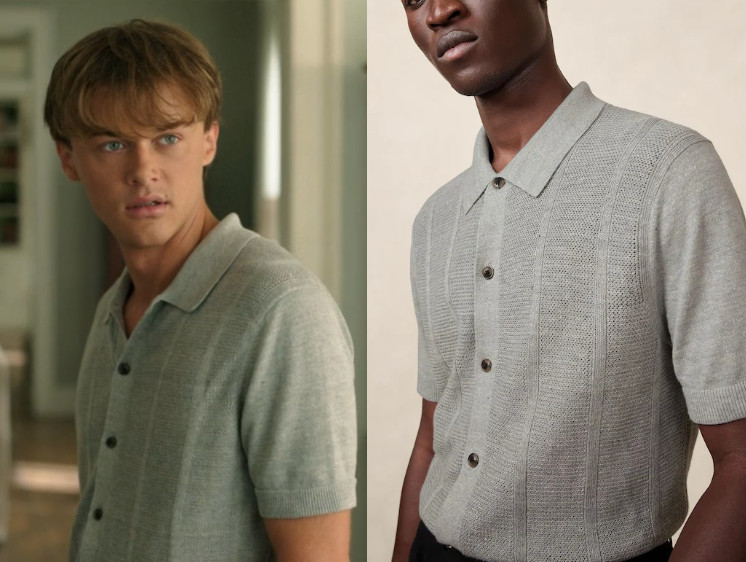 Conrad's Textured button down top in 3x09 of The Summer I Turned Pretty 

 